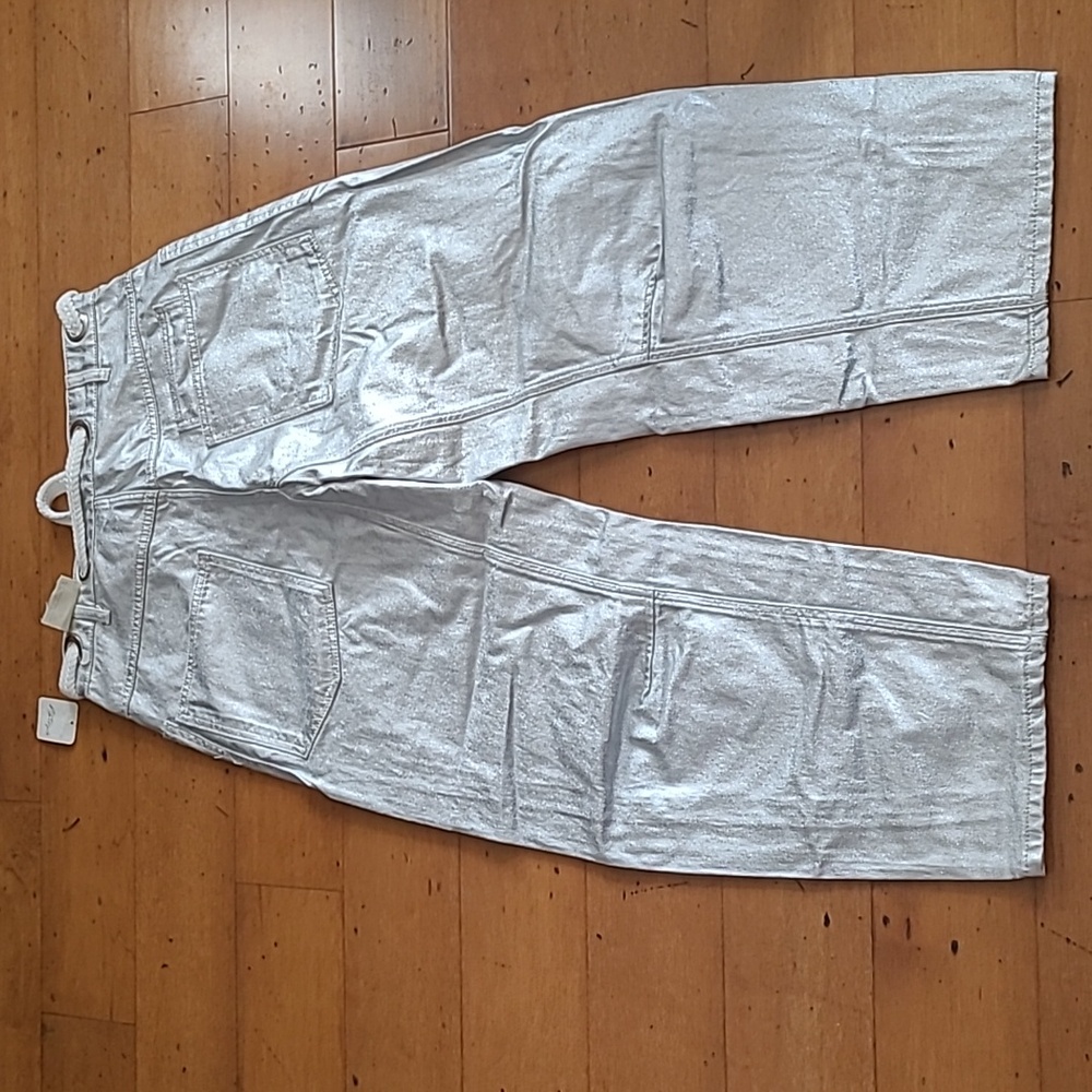 NWT Free People Moxie Metallic Low-Slung Barrel Jeans - Picture 6 of 6